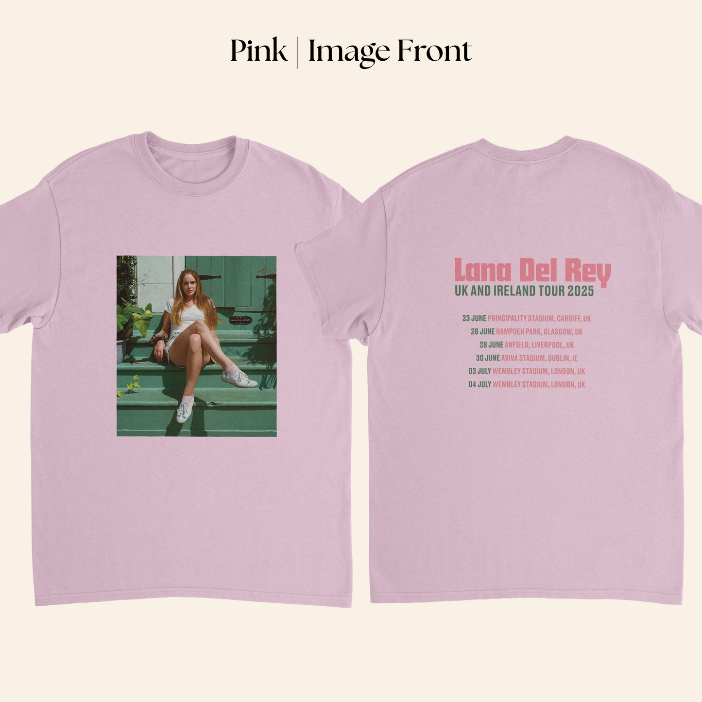 Lana Del Rey UK & Ireland Tour 2025 T-Shirt with Full Tour Dates