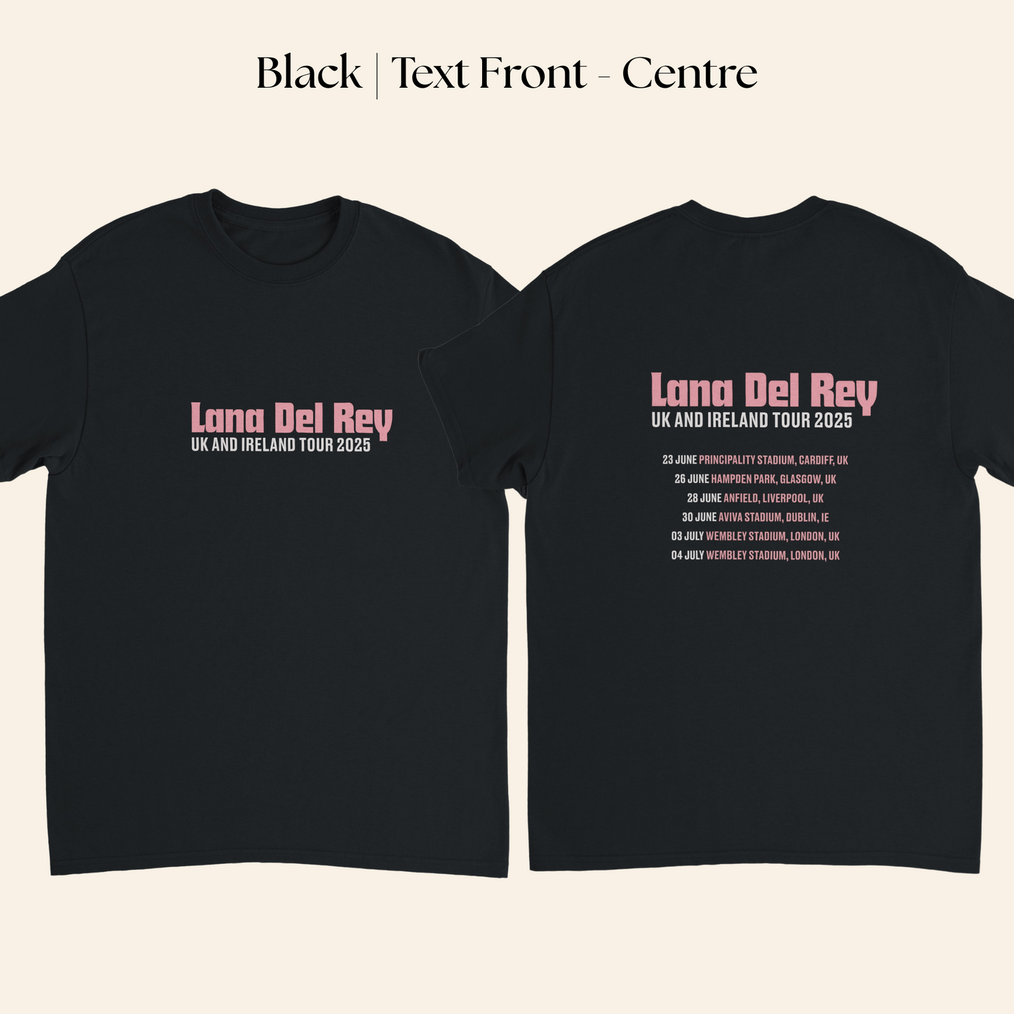 Lana Del Rey UK & Ireland Tour 2025 T-Shirt with Full Tour Dates