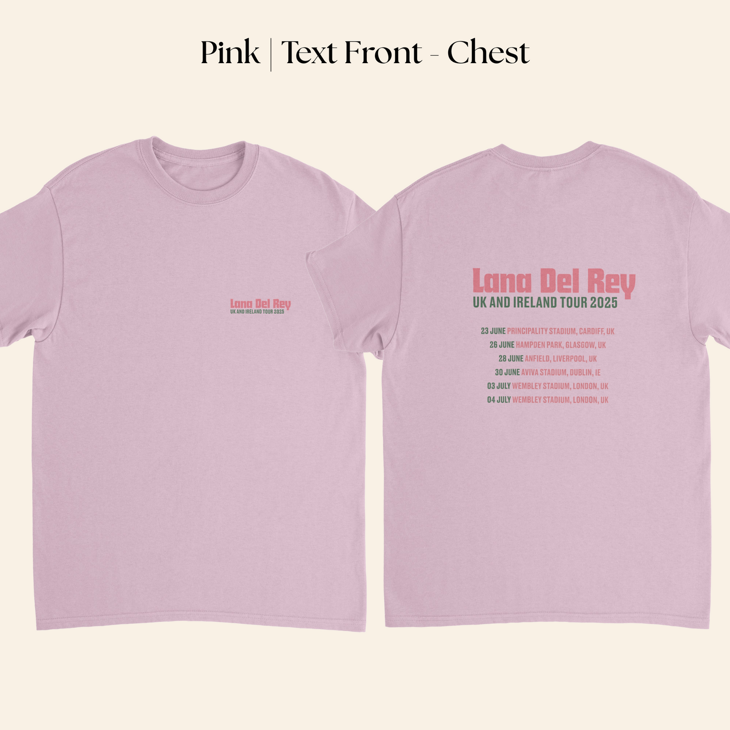 Lana Del Rey UK & Ireland Tour 2025 T-Shirt with Full Tour Dates