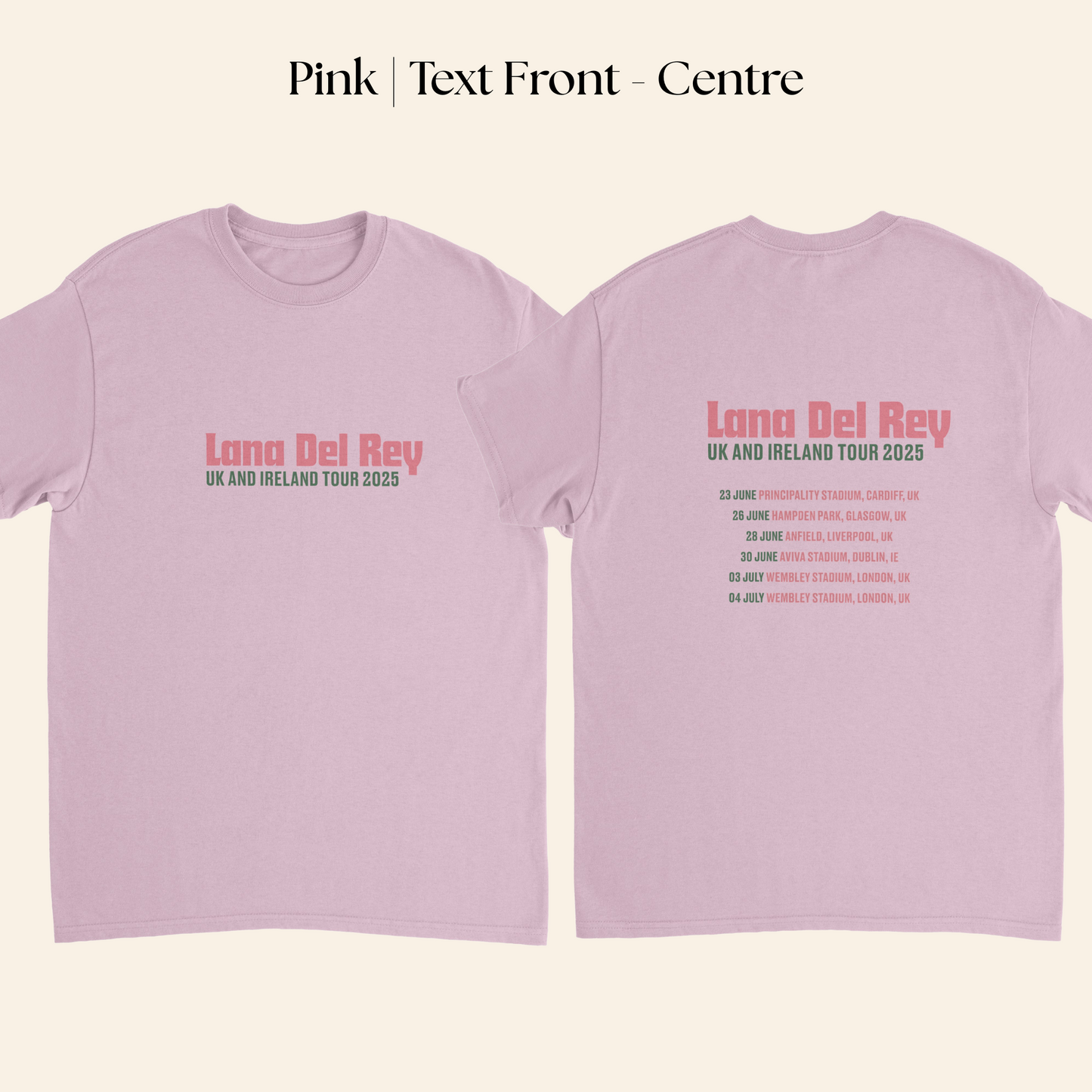 Lana Del Rey UK & Ireland Tour 2025 T-Shirt with Full Tour Dates